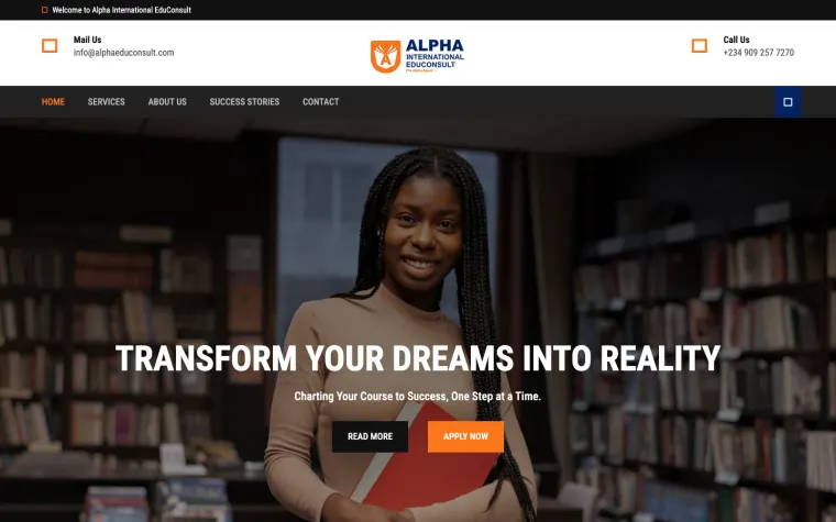Alpha International EduConsult website home page