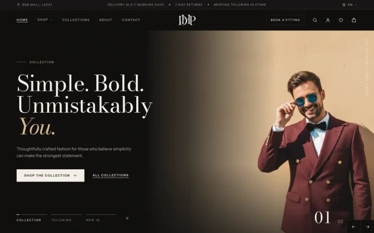 DHP Fashions website home page