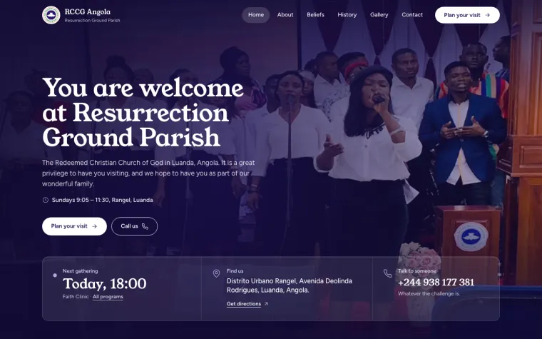 RCCG Resurrection Ground website home page